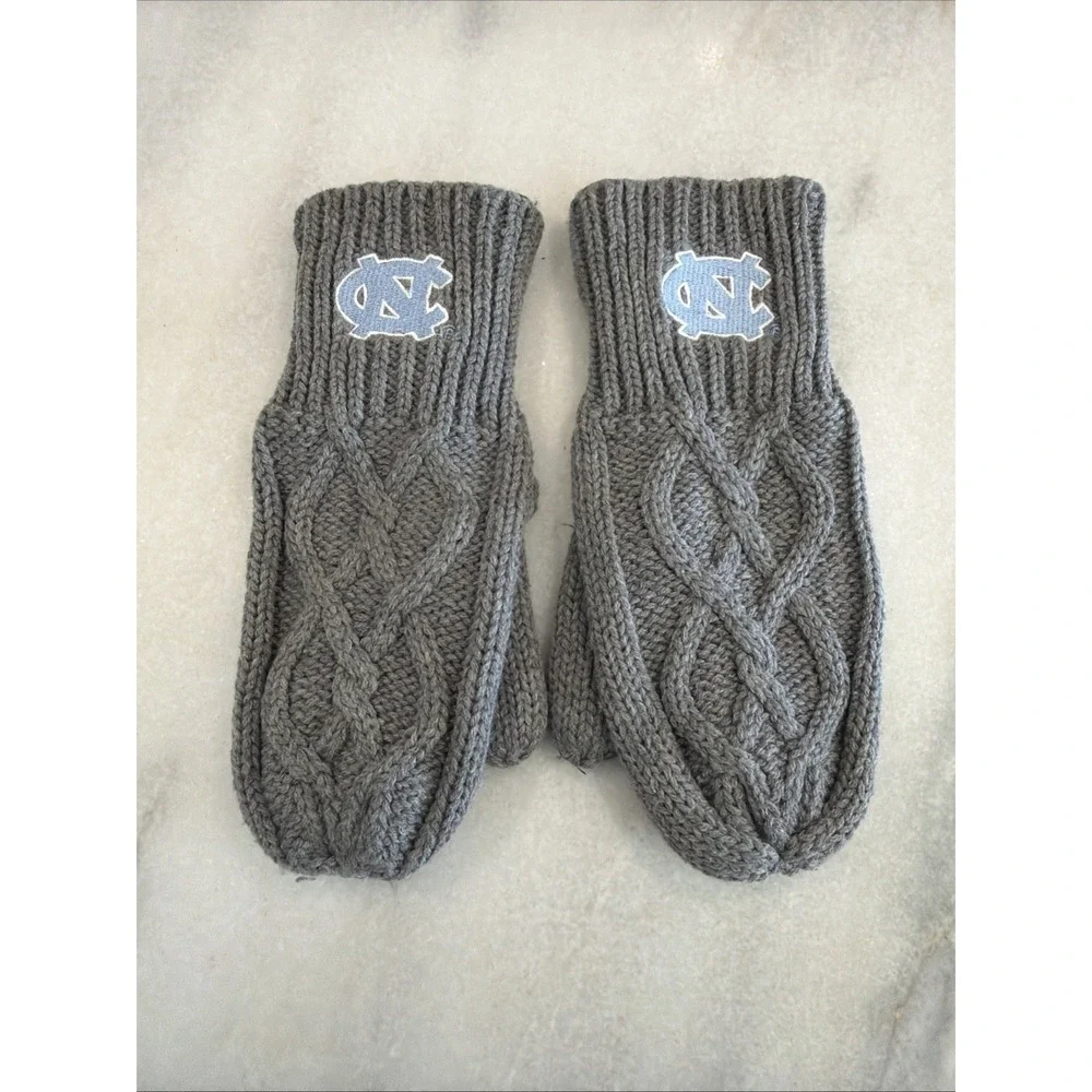 Zoozats University Of North Carolina Gray Knit Mittens Fleece Lined Adult Women